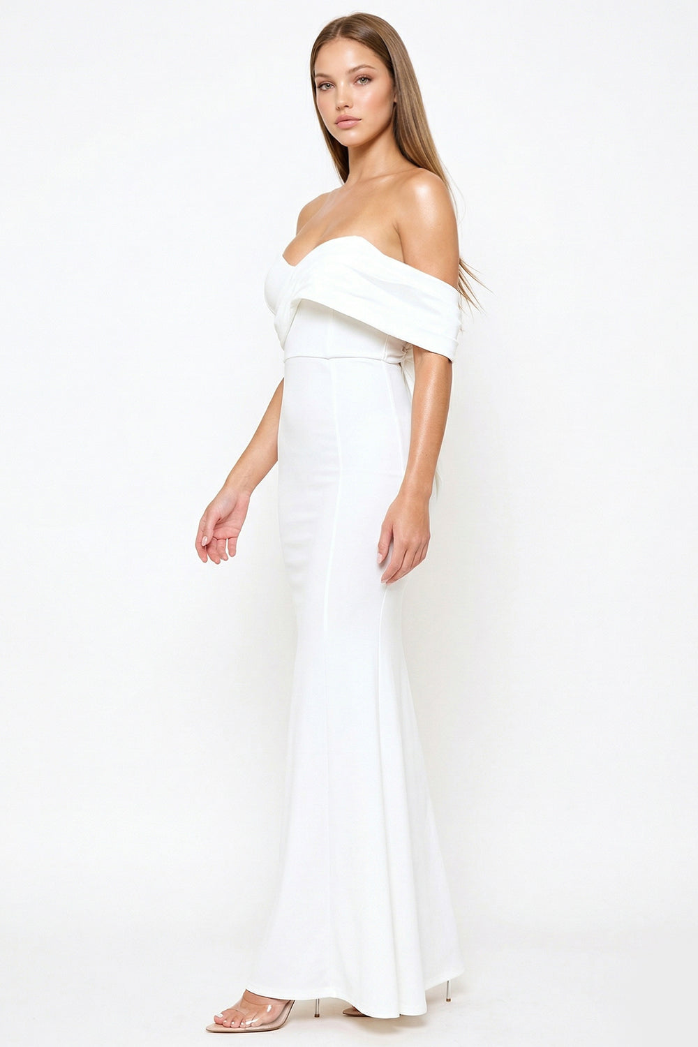 Crezia Fabric With Satin Large Bow Detail Maxi Dress