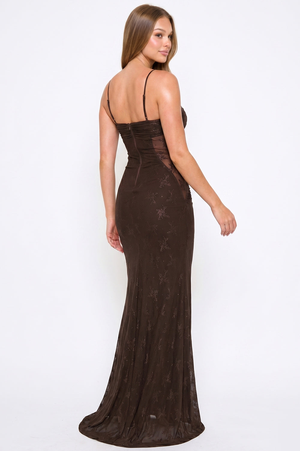 Crochet Halter Top With Printed Maxi Dress