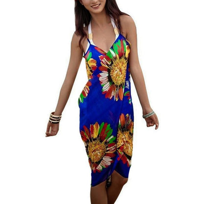 Women Floral Beach Dress Sexy Sling Beach Cover-Ups