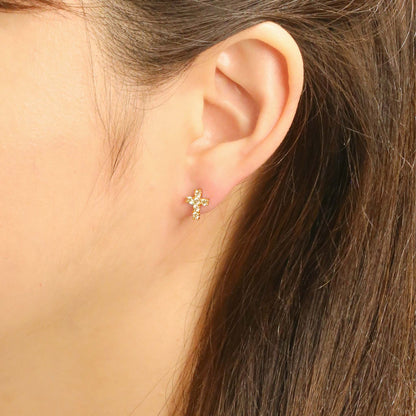Diamond Cross Stud Earrings