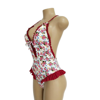 Sweet Print Floral Ins Style One Piece Swimsuit