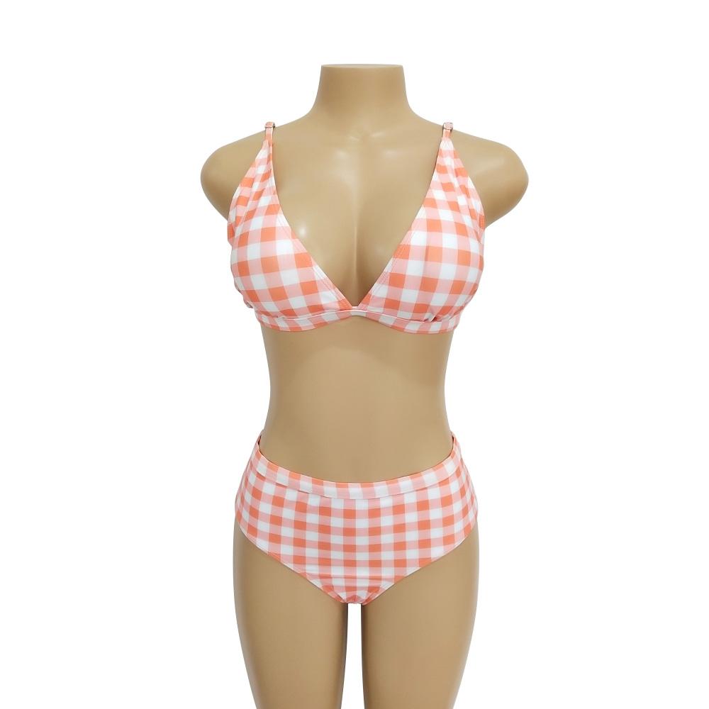 Plaid High Waist Ladies Two-Piece Bikini