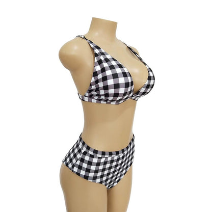 Plaid High Waist Ladies Two-Piece Bikini