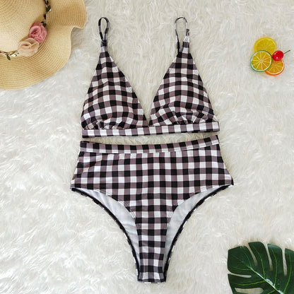 Plaid High Waist Ladies Two-Piece Bikini