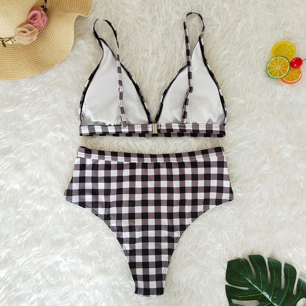 Plaid High Waist Ladies Two-Piece Bikini