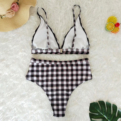 Plaid High Waist Ladies Two-Piece Bikini
