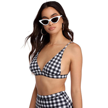 Plaid High Waist Ladies Two-Piece Bikini