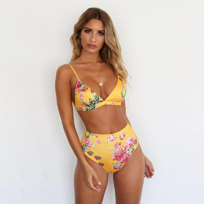 Wild Animal Printed High Waist Ladies Bikini Two-Piece