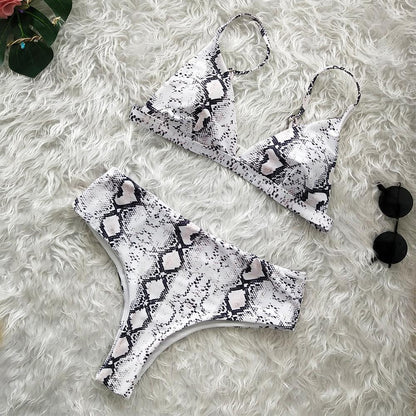 Wild Animal Printed High Waist Ladies Bikini Two-Piece