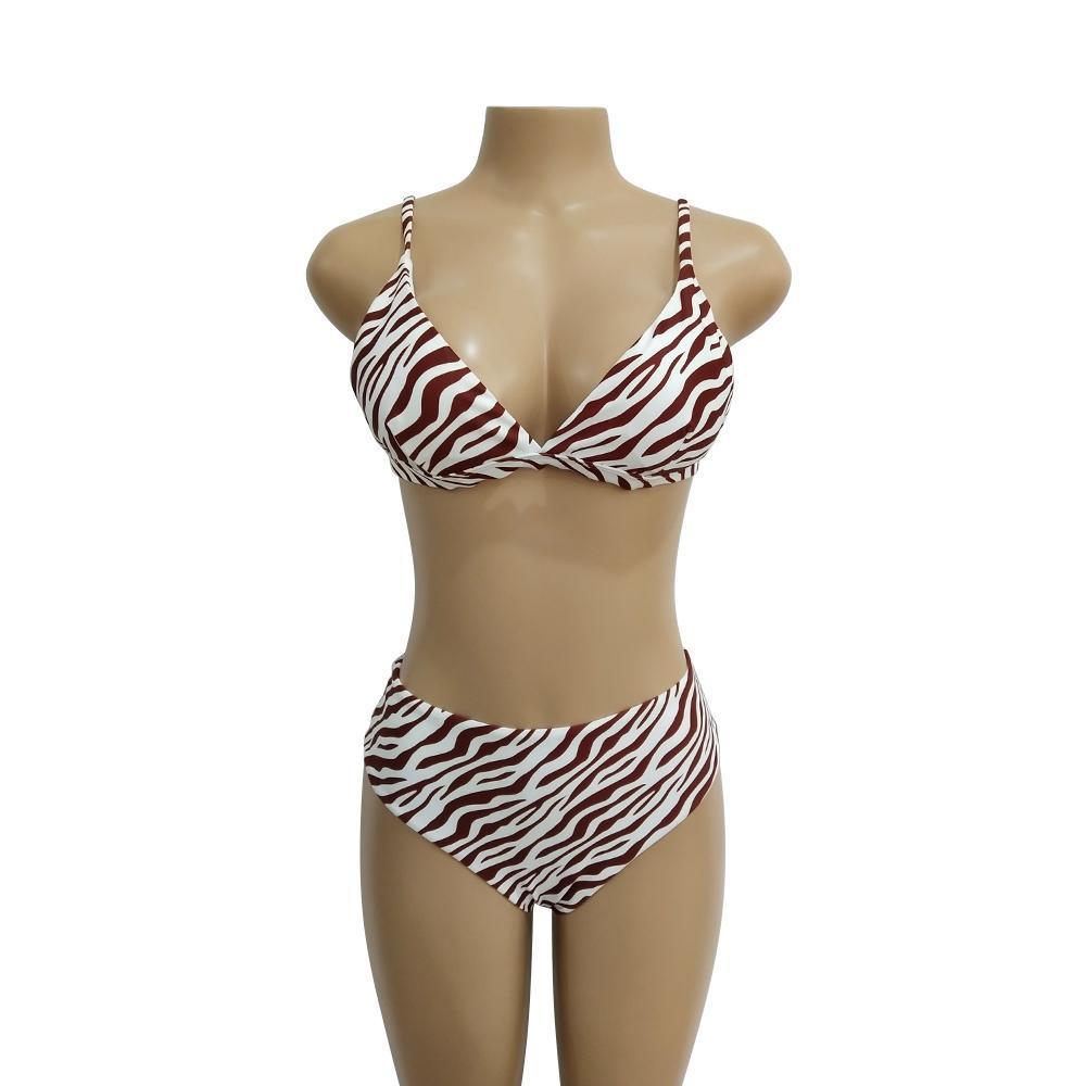 Two Colors Leopard High Waist Ladies Bikini Two-Piece