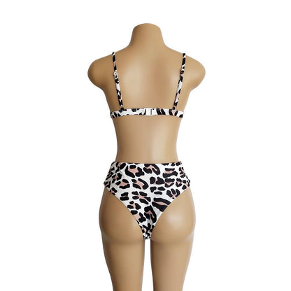 Two Colors Leopard High Waist Ladies Bikini Two-Piece