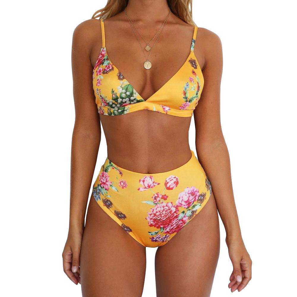 Wild Animal Printed High Waist Ladies Bikini Two-Piece