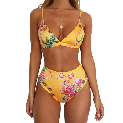 Wild Animal Printed High Waist Ladies Bikini Two-Piece