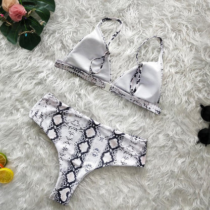 Wild Animal Printed High Waist Ladies Bikini Two-Piece