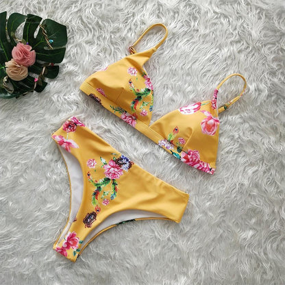 Wild Animal Printed High Waist Ladies Bikini Two-Piece