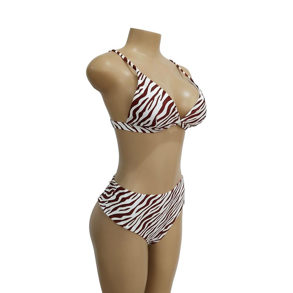 Two Colors Leopard High Waist Ladies Bikini Two-Piece