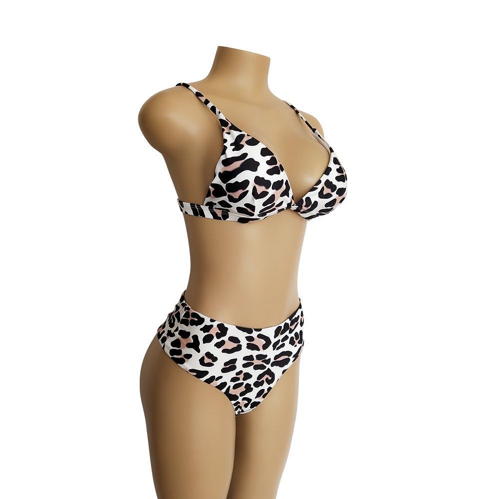 Two Colors Leopard High Waist Ladies Bikini Two-Piece
