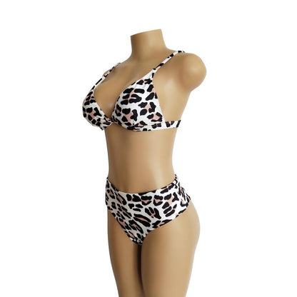 Two Colors Leopard High Waist Ladies Bikini Two-Piece