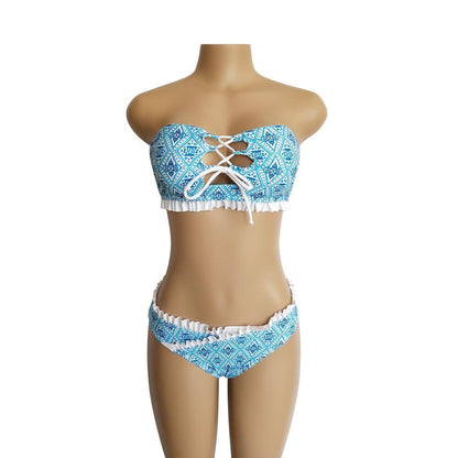 Sexy Lace Bandage Print Bikini Set