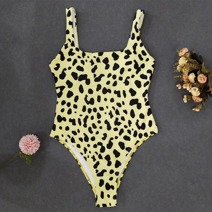 Four Colors Leopard Print One Piece Swimsuit