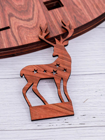 3Pcs Christmas Tree Shape Luminous Wooden Nativity Scene Ornaments Elk Christmas Decorations Ornaments Party Decorations