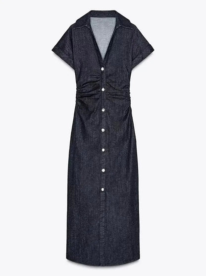 Sexy Women Backless Lace Up High Waisted Denim Dress Fashion O Neck Sleeveless A Line Dresses Spring Chic Lady Street Robes