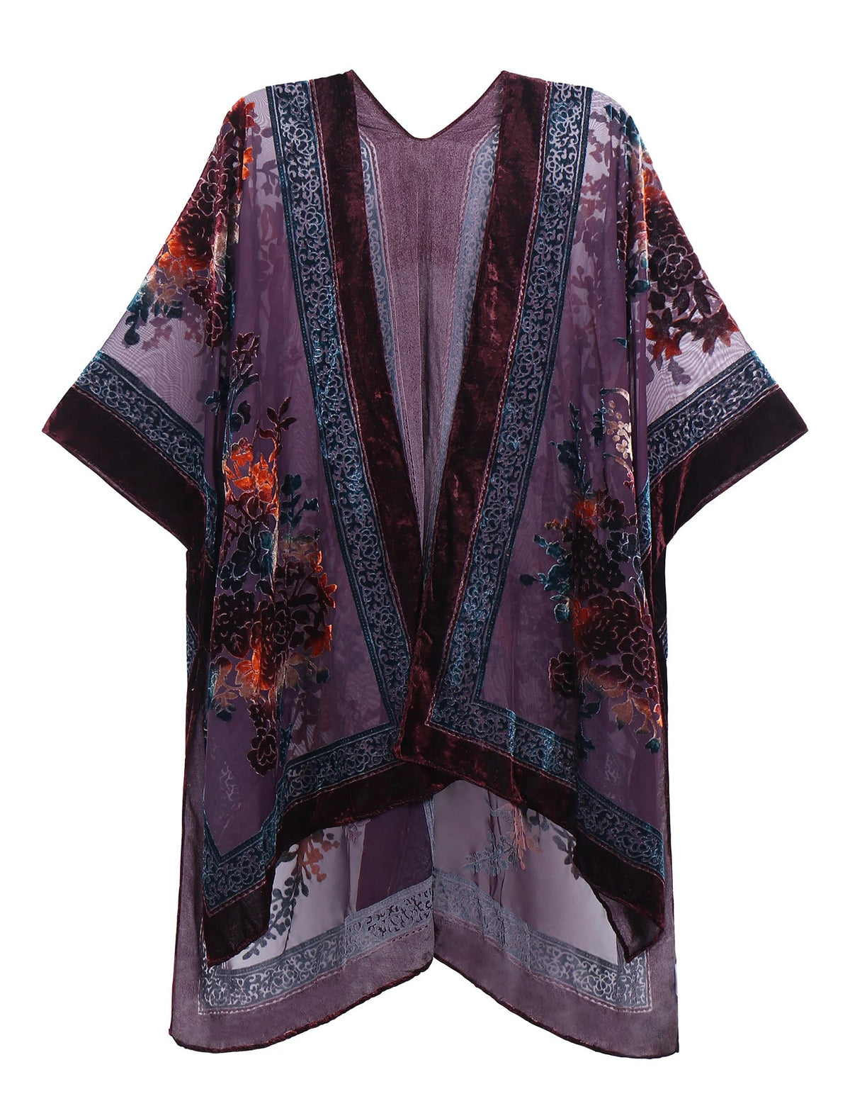 Wehello Bohemian Burnt Plush Kimono Women'S Long Purple Tassel Beach Cover-Up  Holiday Casual Cardigan Shawl Jypf-20
