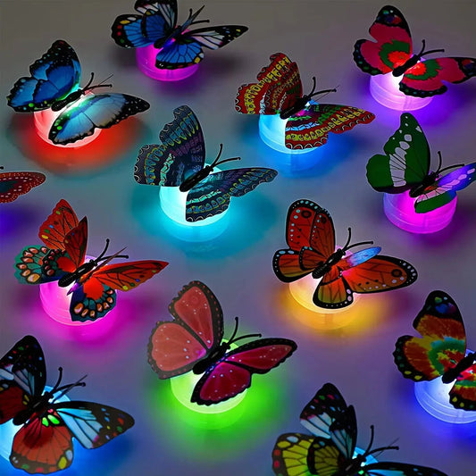 10Pcs 3D Led Butterfly Decoration Night Light Sticker Single And Double Wall Light For Garden Backyard Lawn Party Festive Party