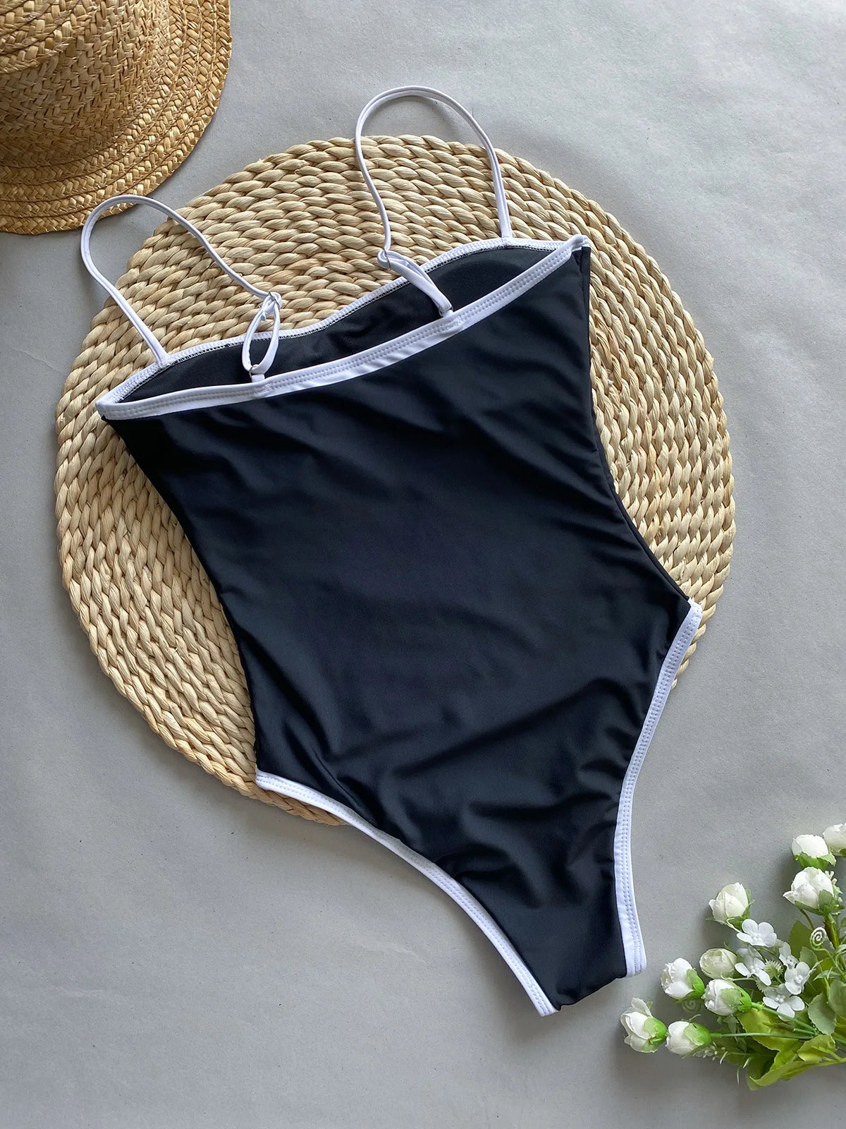 Vintage One Piece Swimsuit Retro Swimwear Women'S Swimsuit Bandeau Bathing Suit Beachwear Monokini Female Swimming Suits