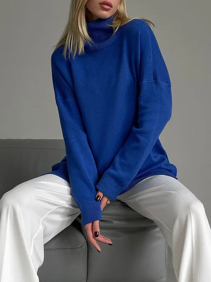 Autumn Winter Women'S Sweaters Turtleneck Women Pulovers Side Split Knitted Jumpers Christmas Sweater Oversize Pull For Women