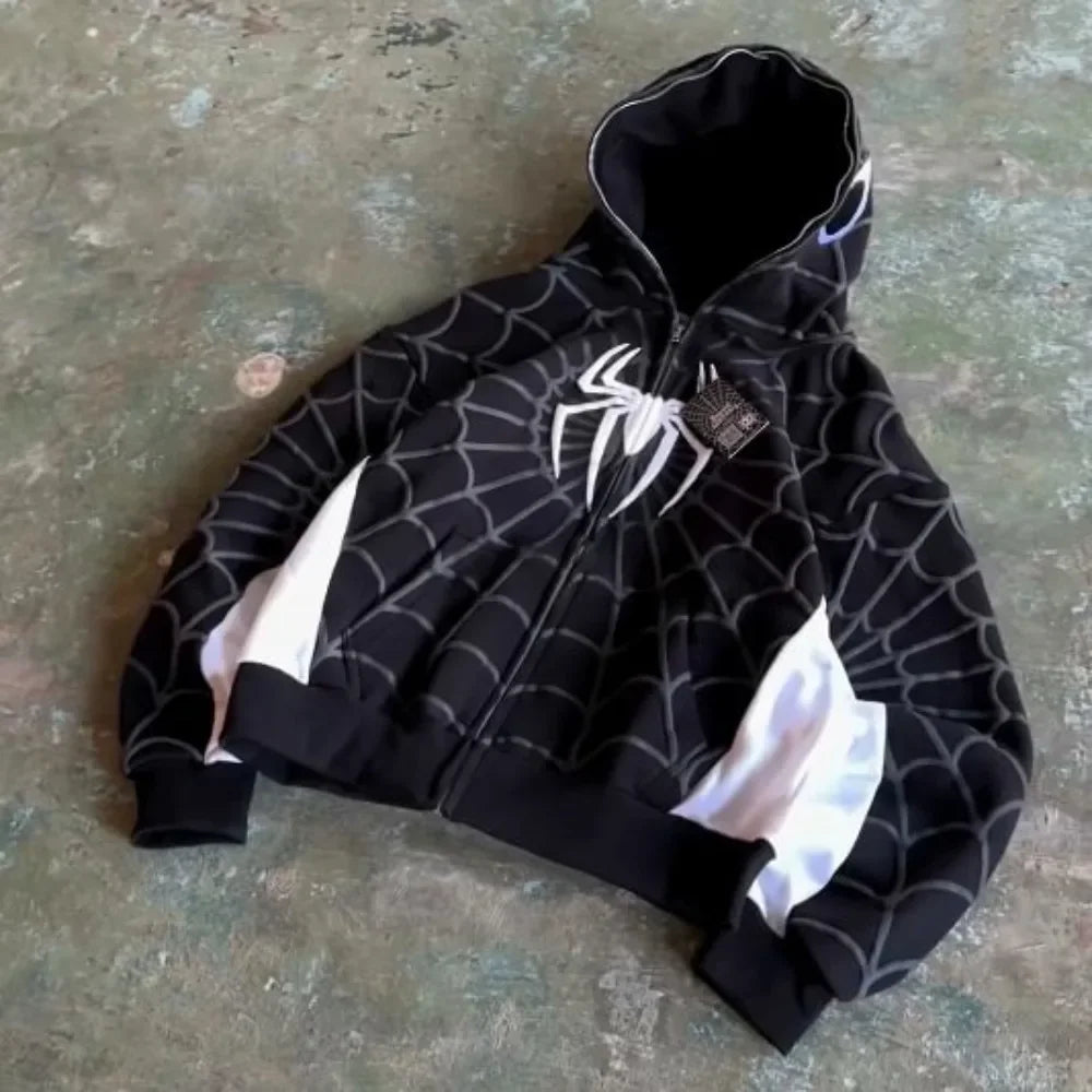 3D Spider Print Oversized Hoodie