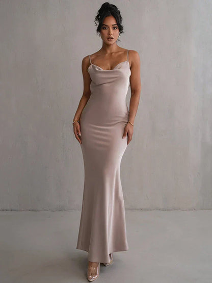 3D Flower Draped Open Back Maxi Dress