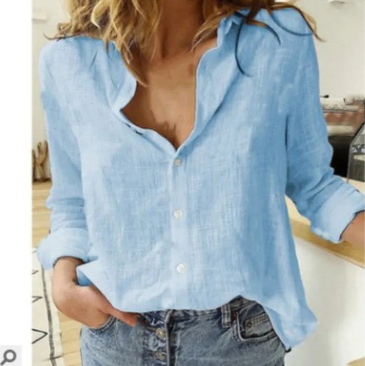 Fashion Women'S Print Shirt Women'S Long Sleeve Top Cotton Office 2024 Spring Summer Casual Loose Top Large 5Xl