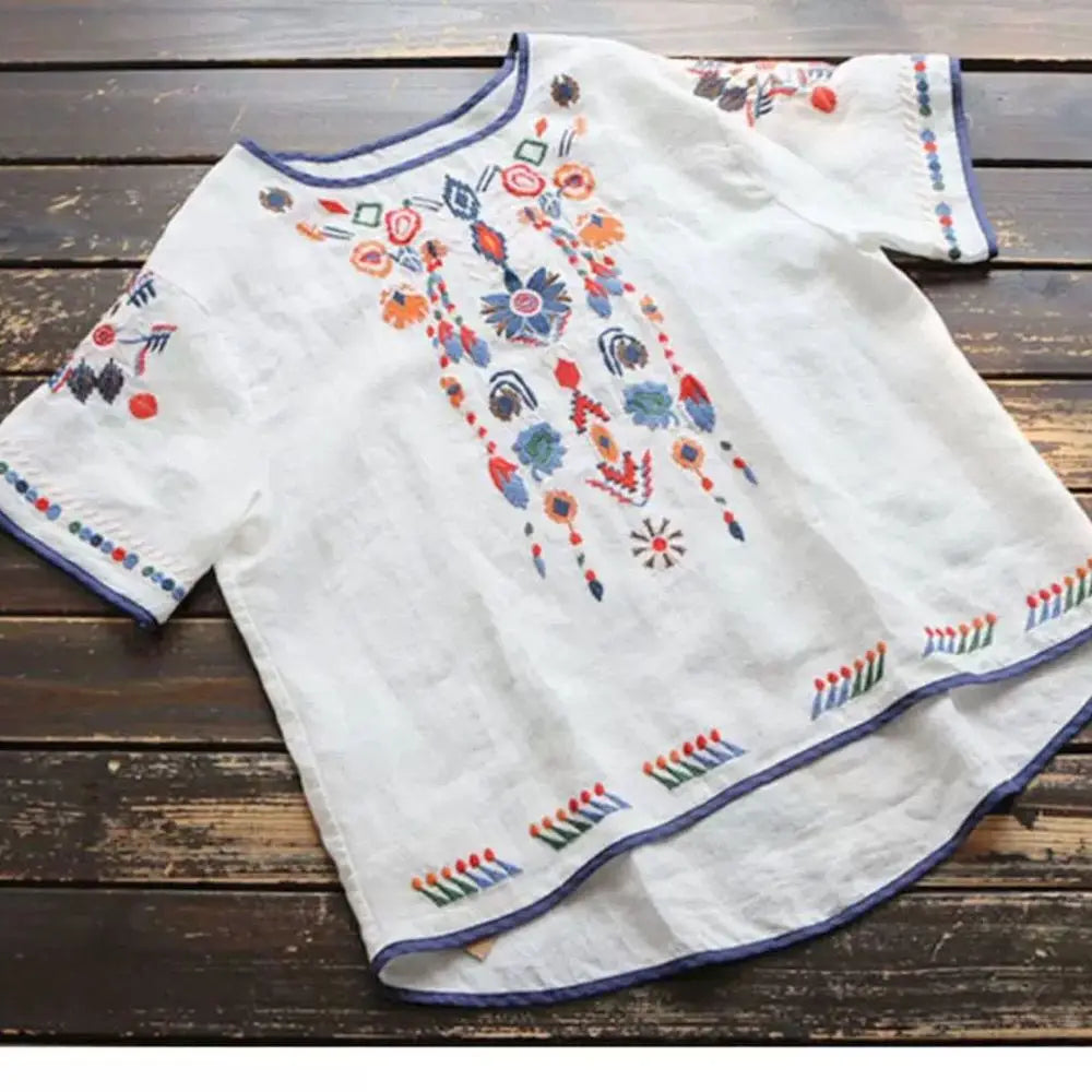 Embroidery Cotton Women Shirt Summer & Spring Blouse Tops Clothes For Women Clothing