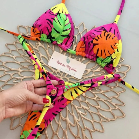 New Women'S Bikini Split Print Swimwear Fashion G-String Beach Holiday