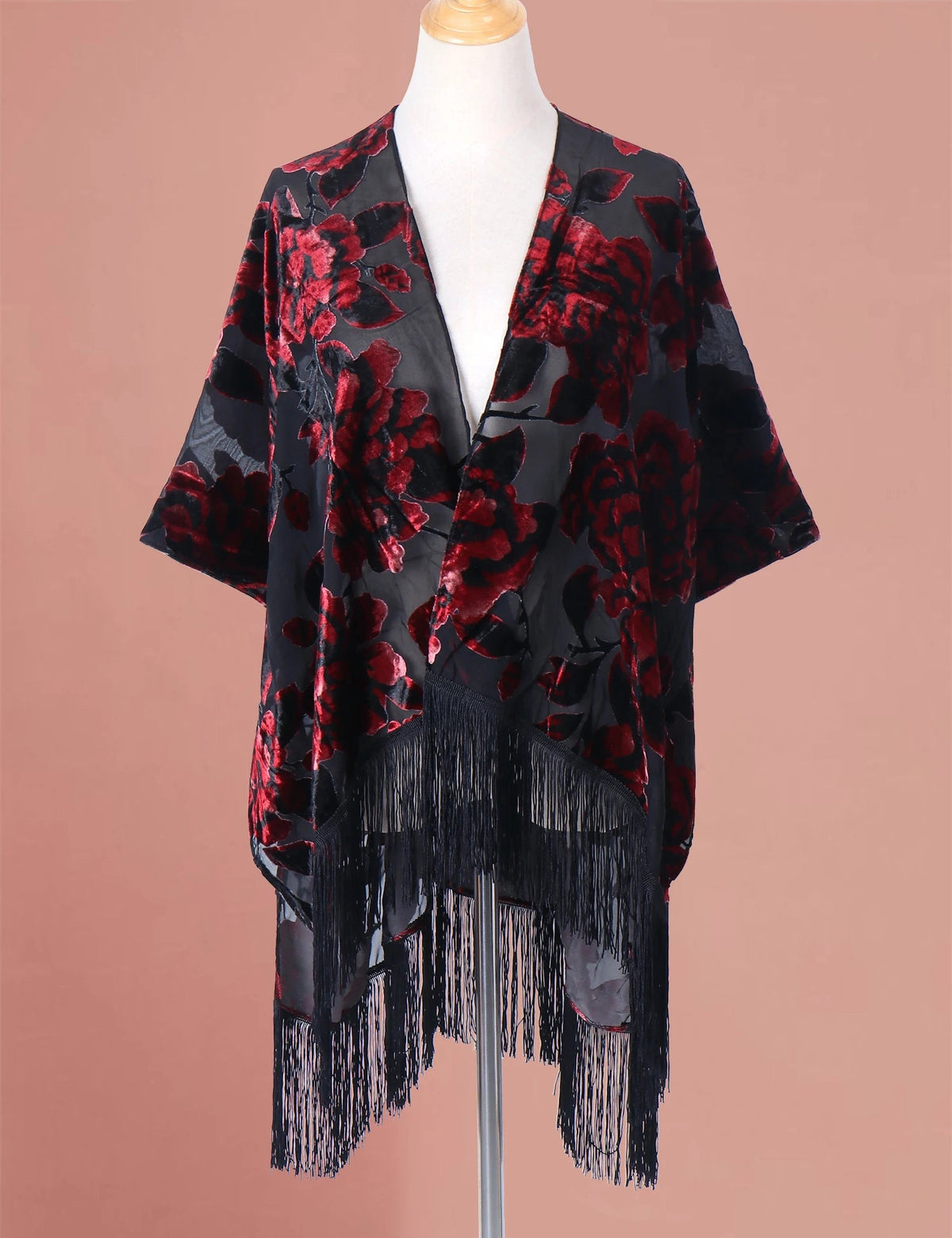Wehello Bohemian Burnt Plush Kimono Women'S Long Purple Tassel Beach Cover-Up  Holiday Casual Cardigan Shawl Jypf-20