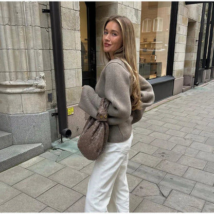 Knit Cardigan Women Autumn Gentle Solid Long Sleeve Single Breasted Female Sweaters V-Neek Pocket All Match Lady Knitwear 2024