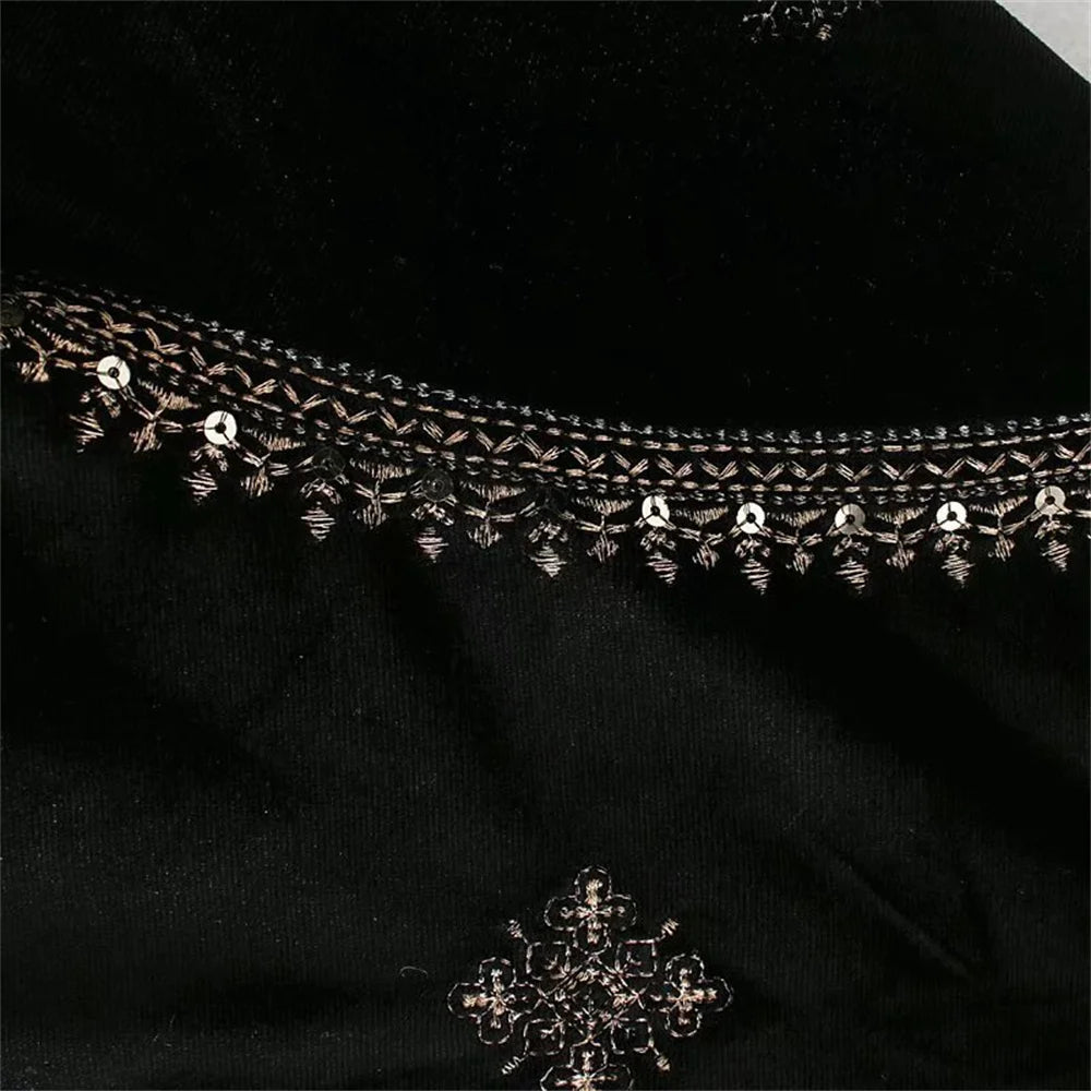 Zarb Spring/Summer New Women'S Fashion And Versatile Slim Fit Trendy Palace Embroidered Velvet Coat