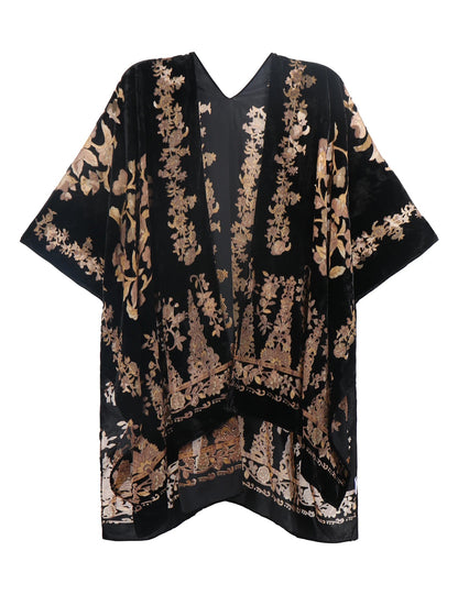 Wehello Bohemian Burnt Plush Kimono Women'S Long Purple Tassel Beach Cover-Up  Holiday Casual Cardigan Shawl Jypf-20