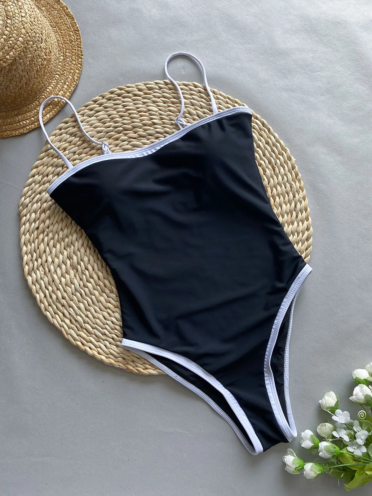 Vintage One Piece Swimsuit Retro Swimwear Women'S Swimsuit Bandeau Bathing Suit Beachwear Monokini Female Swimming Suits