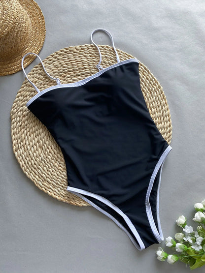 Vintage One Piece Swimsuit Retro Swimwear Women'S Swimsuit Bandeau Bathing Suit Beachwear Monokini Female Swimming Suits