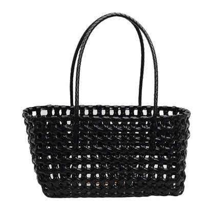Plastic Hollow Weave Bag Countryside Style Large Capacity Beach Tote Bag Bucket Bag Bohemian Style Woman Pvc Handbag Summer