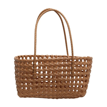Plastic Hollow Weave Bag Countryside Style Large Capacity Beach Tote Bag Bucket Bag Bohemian Style Woman Pvc Handbag Summer