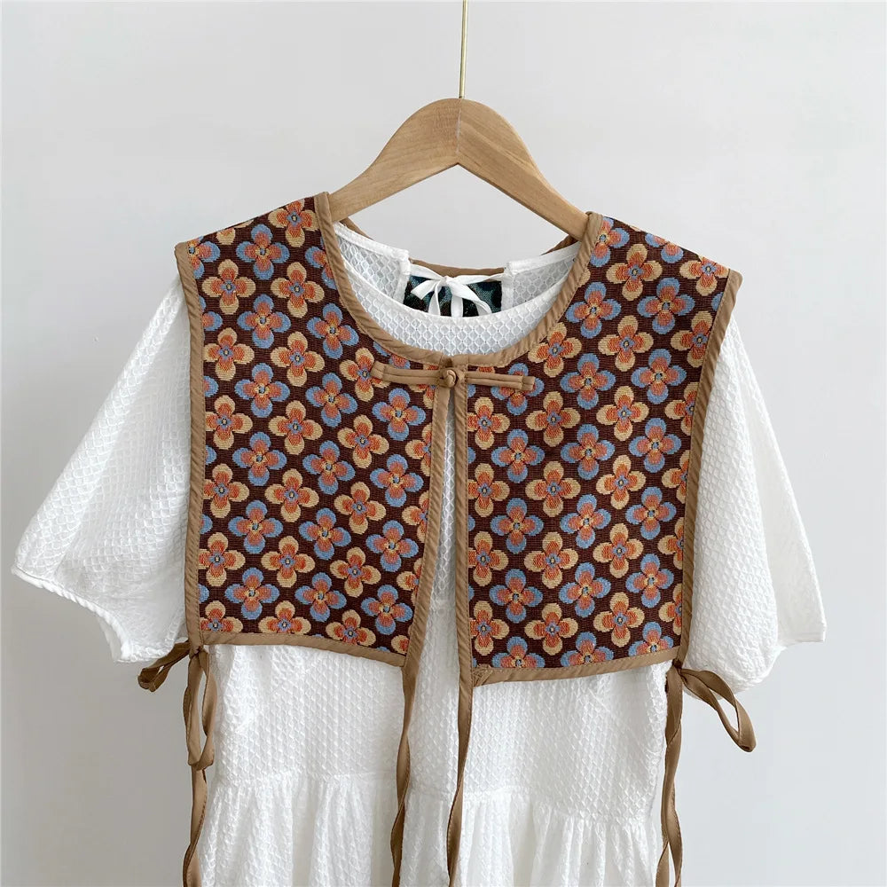 Vests Women Embroidery Lace-Up Chic Vintage All-Match Casual Korean Fashion Summer Classic Prevalent Waistcoat Harajuku Delicate