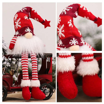 Christmas Faceless Doll Gnome Ornaments Led Light Plush Knitting Crafts Tree Pendant Christmas Decorations For Home Kids Gift