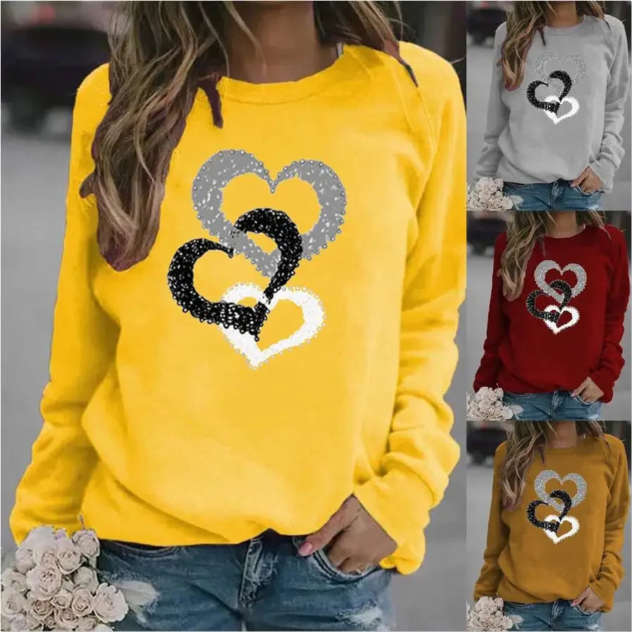 Women'S Casual Round Neck Sweatshirt Autumn/Winter Printed Christmas Santa Claus Design Comfortable Breathable Ladies Top