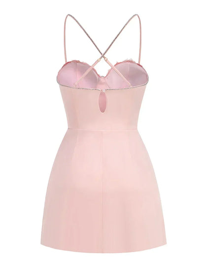 3D Flower Spaghetti Strap Party Mini Dress