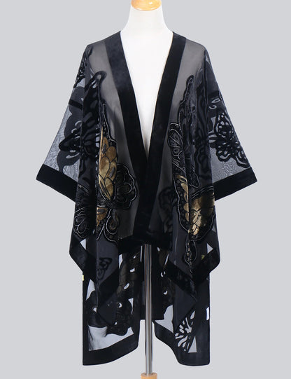 Wehello Bohemian Burnt Plush Kimono Women'S Long Purple Tassel Beach Cover-Up  Holiday Casual Cardigan Shawl Jypf-20