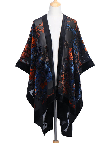 Wehello Bohemian Burnt Plush Kimono Women'S Long Purple Tassel Beach Cover-Up  Holiday Casual Cardigan Shawl Jypf-20