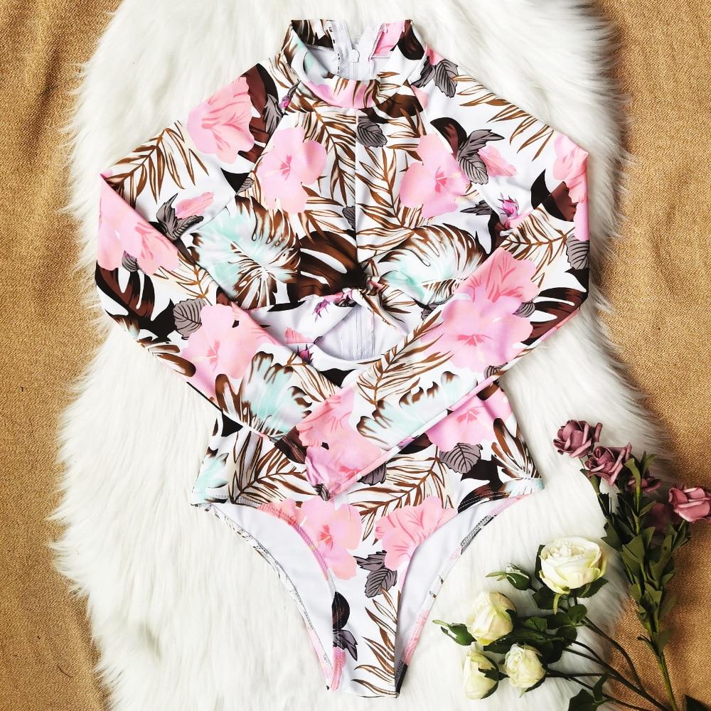 Sexy Surf Rashguard Long Sleeve Swimwear Women One Piece Swimsuit Rash Guard Swim Suit Bathing Suit Beach Wear Bodysuit Monokini